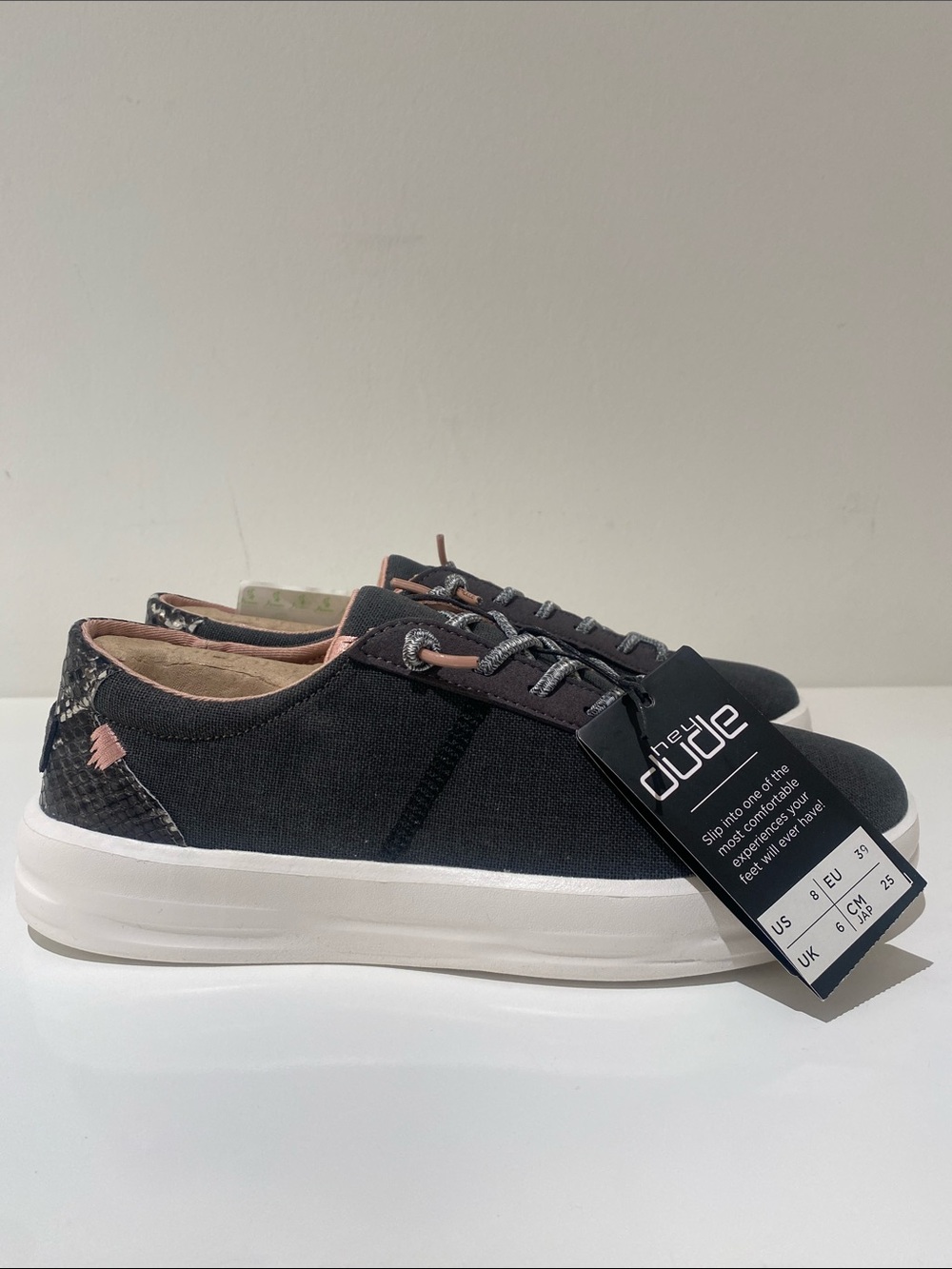 NWT Hey Dude Karina Sneakers Shoes Gray and Pink Size 8